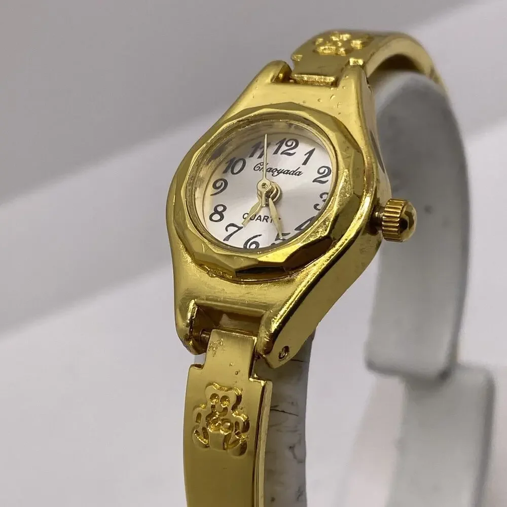 Womens Gold Tone Teddy Bear Quartz Fashion Watch New New Battery